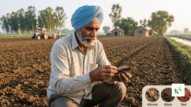 A farmer checking soil texture